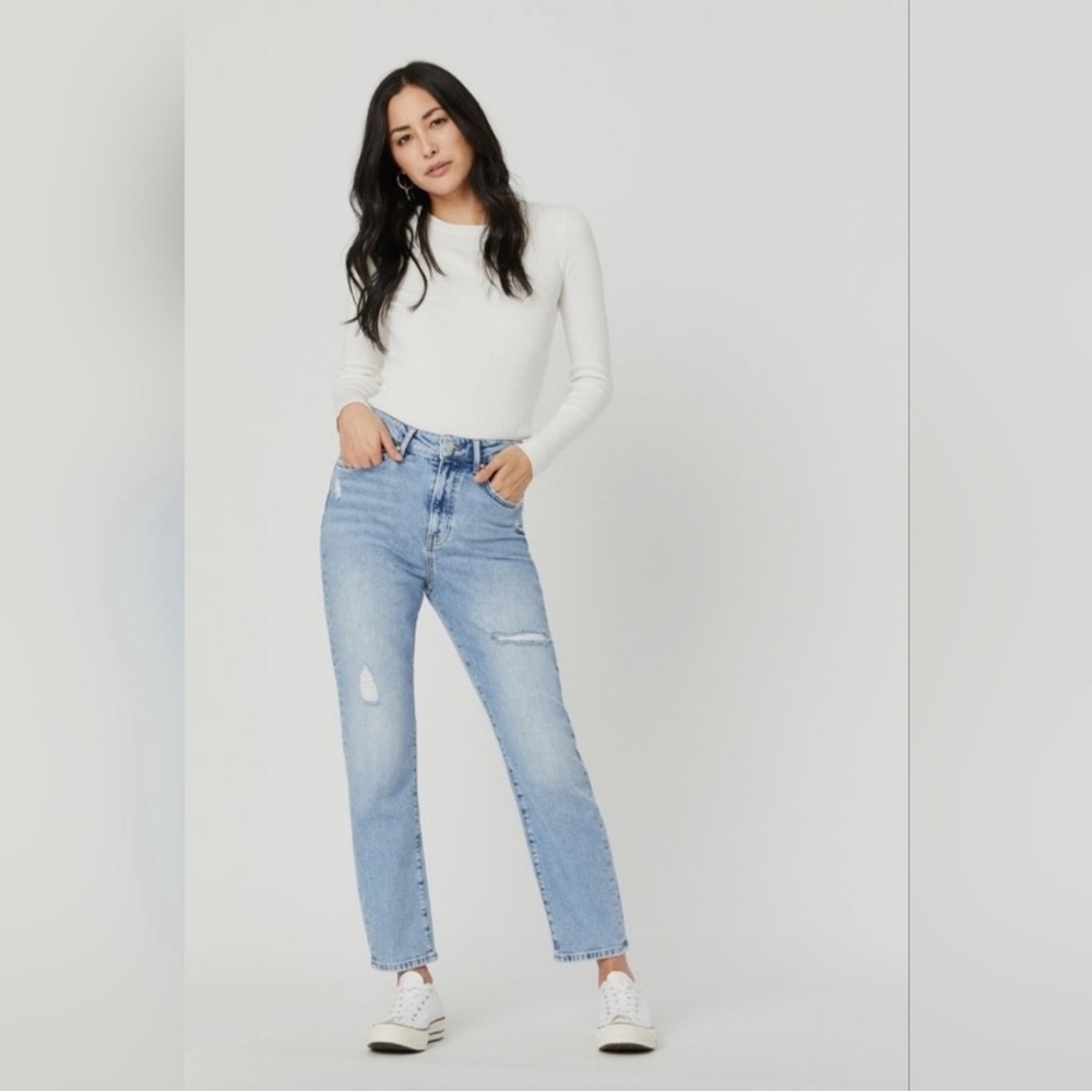 Mavi Iconic Distressed Mom Jeans High Rise Light Wash Womens Size 24
